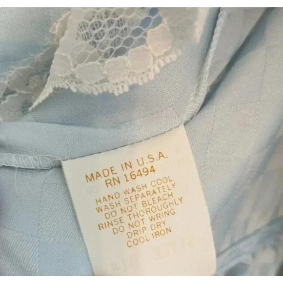 Vintage Givenchy Intimates Paris Tiffany Blue Ruffle Lace Check Robe Small USA - Picture 10 of 12